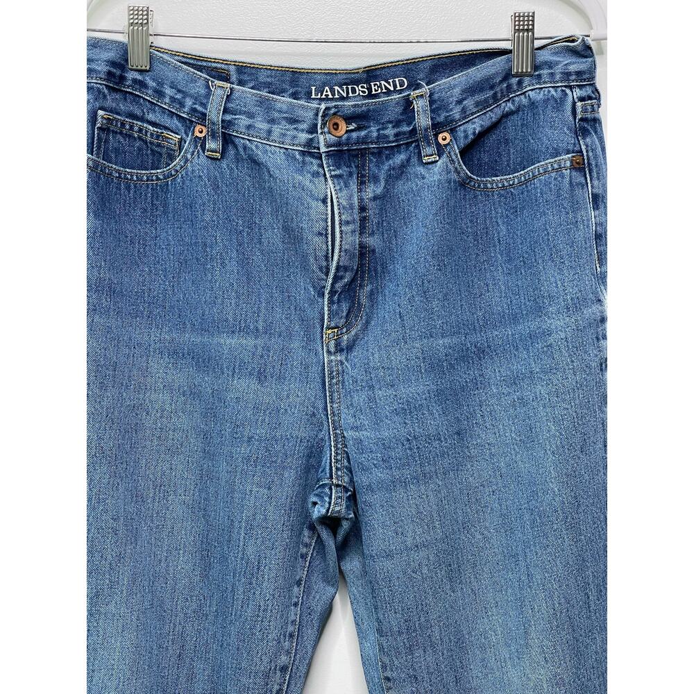Lands End Straight Leg Jambes Droites High Waisted Jeans Denim Blue Womens 12‎ - Picture 2 of 10